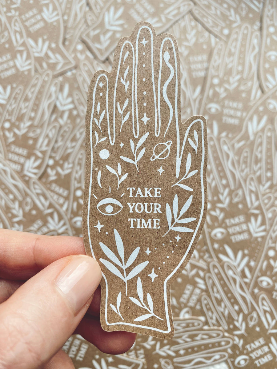 STICKER TAKE YOUR TIME - SUSTAINABLE KRAFT PAPER - HAND