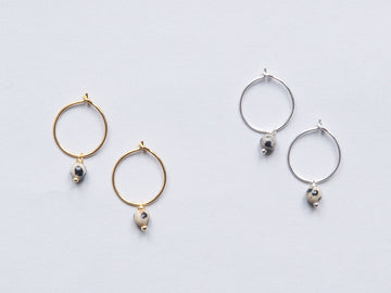 Small Dalmatian Jaspis Hoop Earrings in Gold