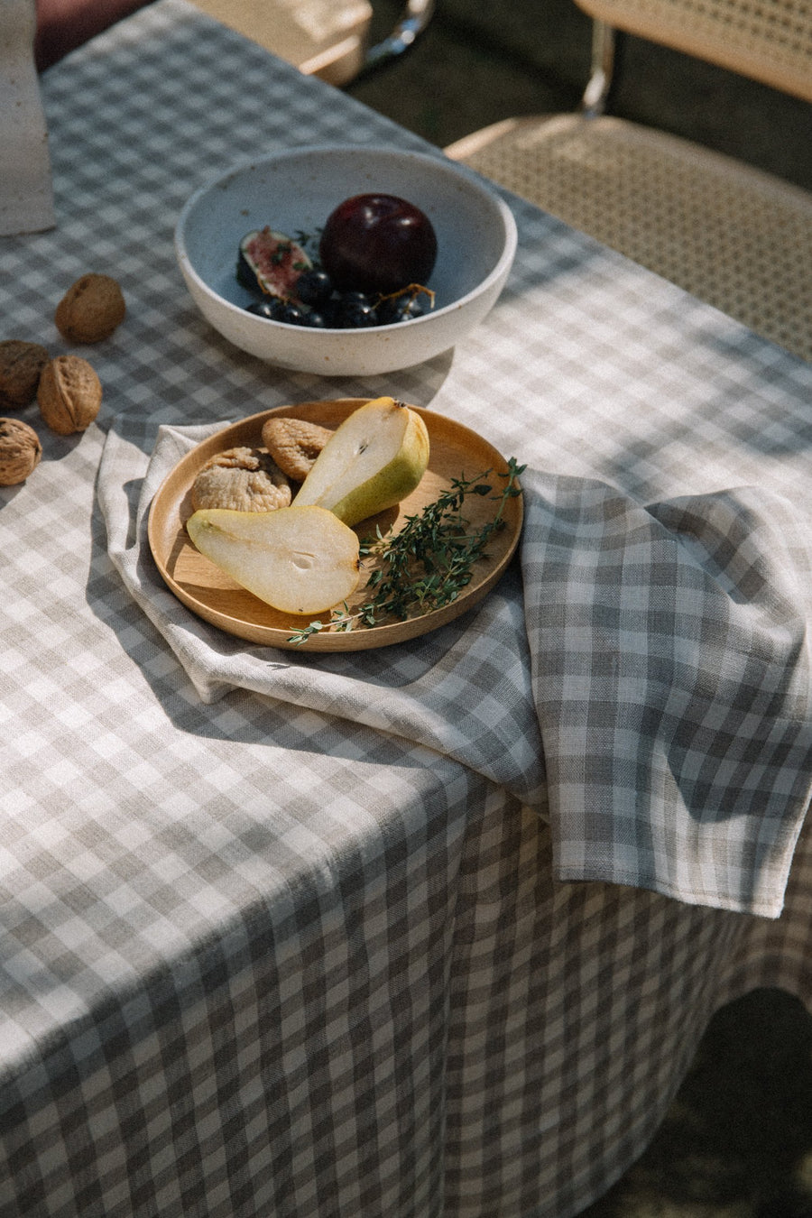 Almond Gingham Tablecloth Medium