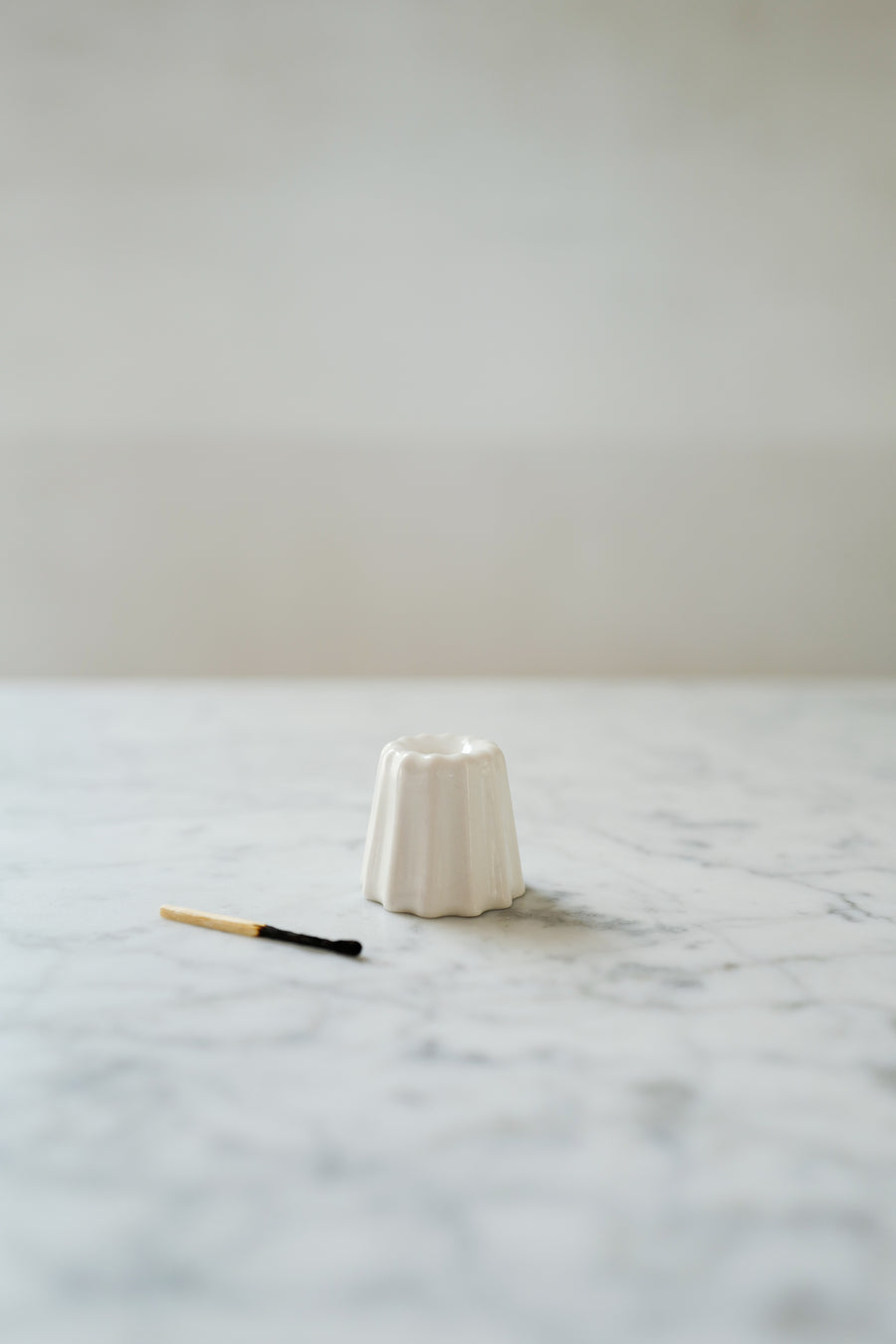 Canele Porcelain Candle Holder in Glossy White