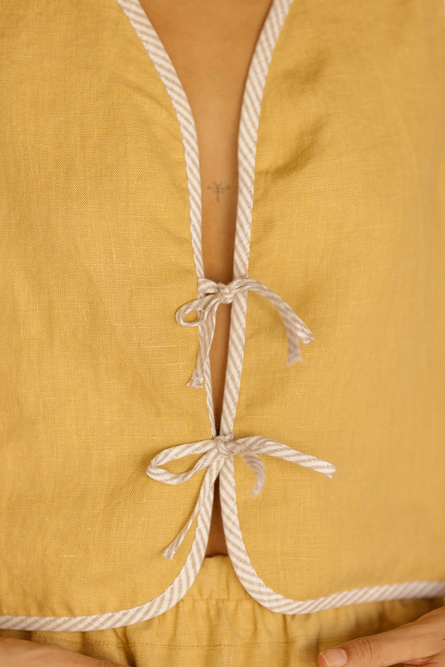 Reversible Tie Front Vest in Linen
