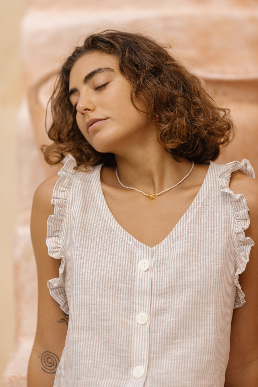 Ruffle Top in Linen