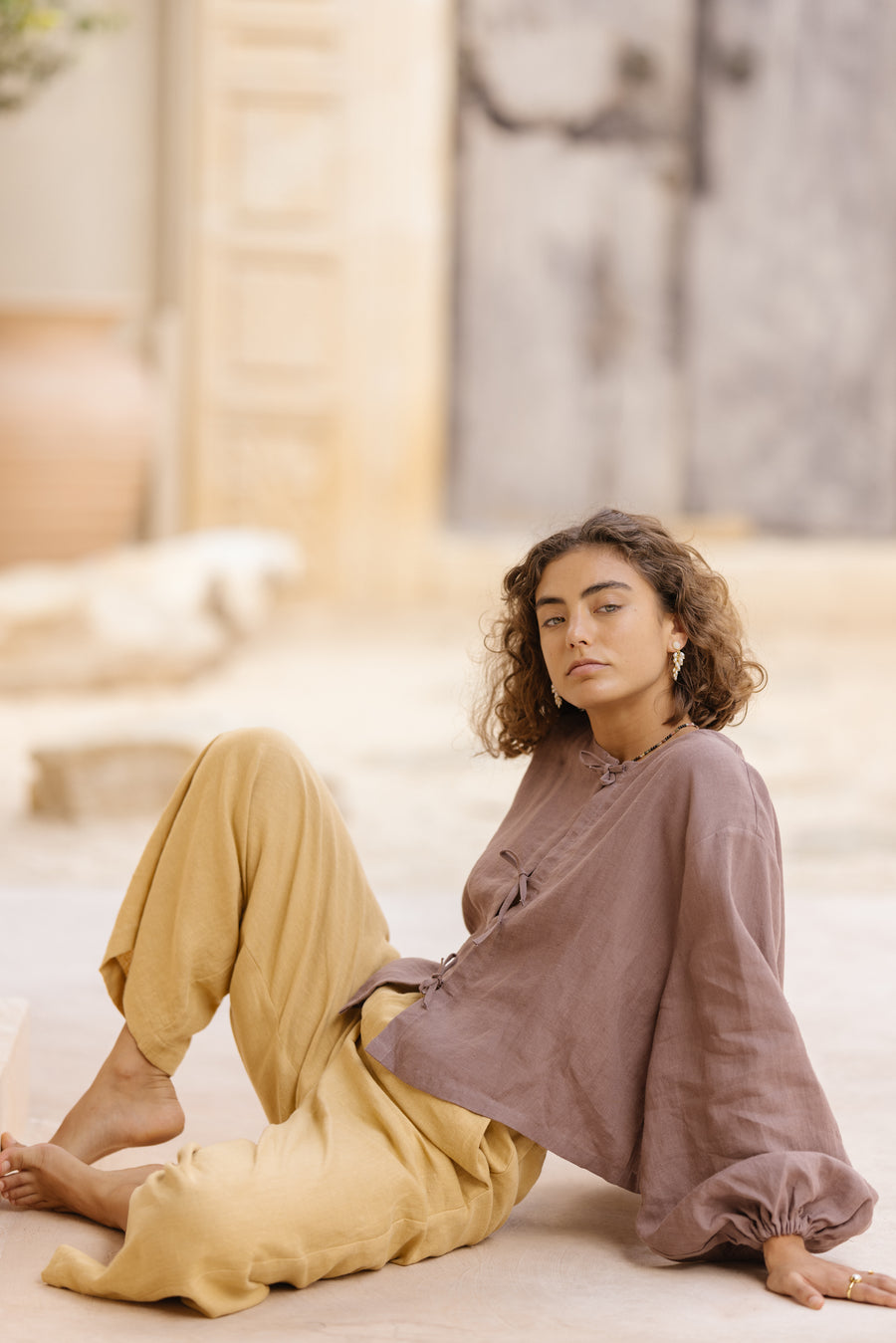 Tie Front Blouse in Linen