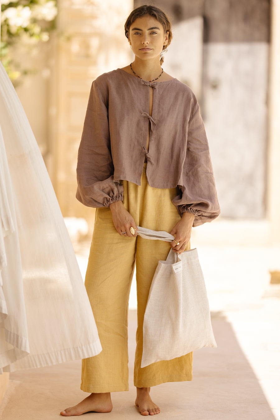 Tie Front Blouse in Linen