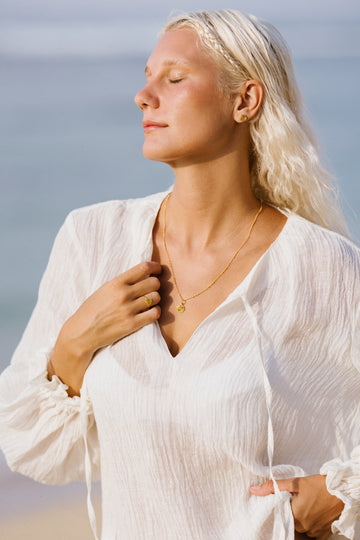 Tie Neck Blouse in Linen
