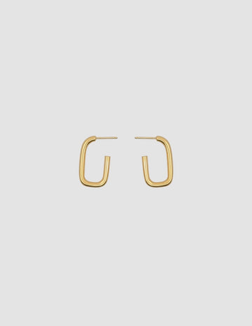 Square Oval Hoops in Gold