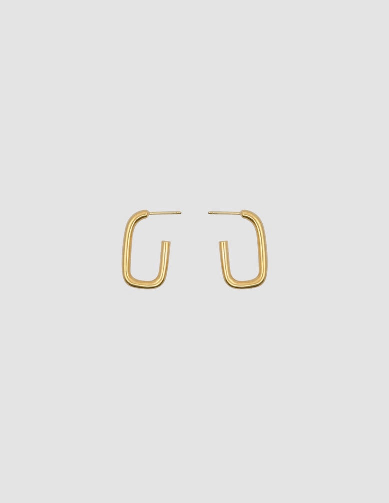 Square Oval Hoops in Gold