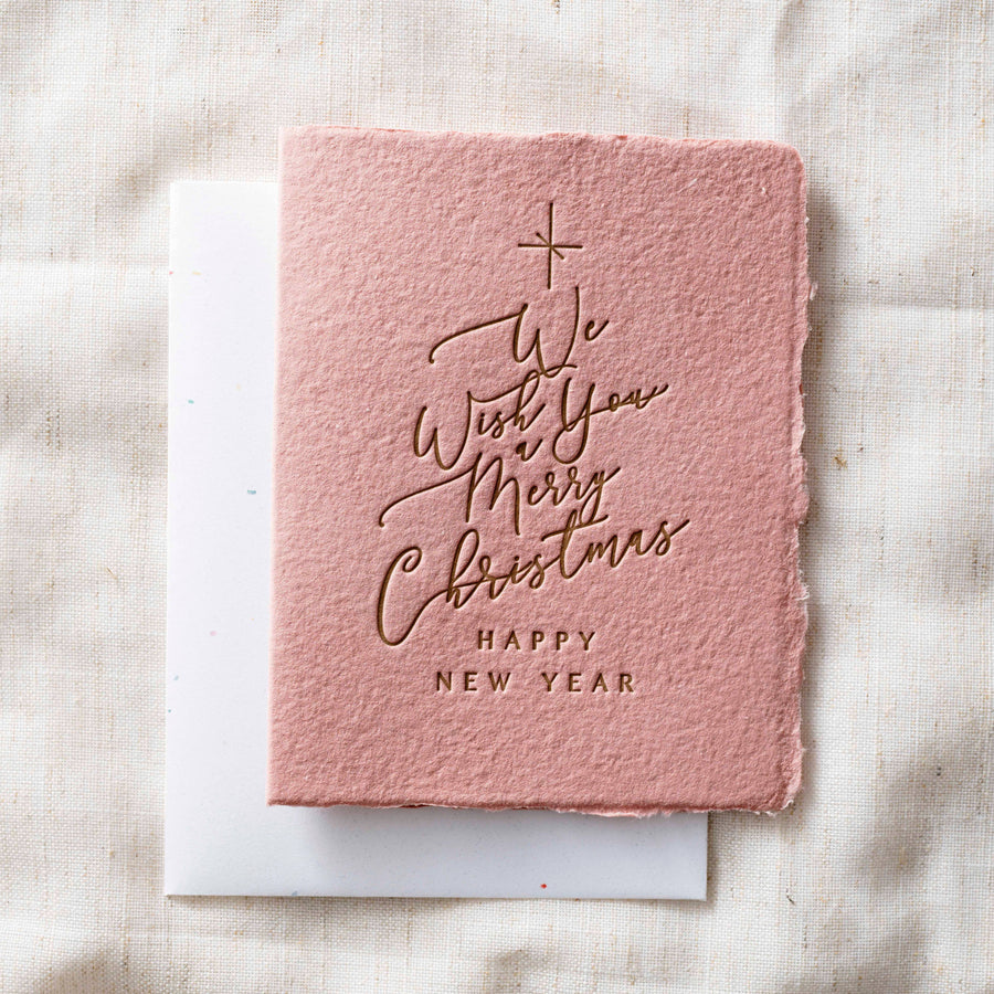 Wish You A Merry Christmas | Tree Red Greeting Card