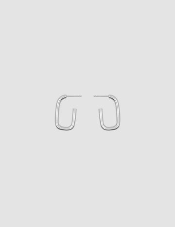 Square Oval Hoops in Silver