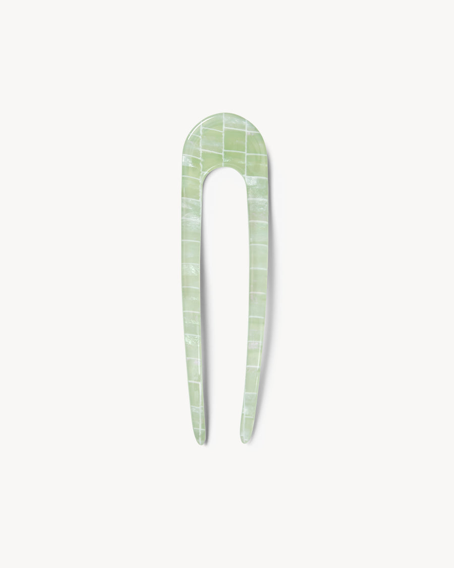 French Hair Pin in Mint Shell