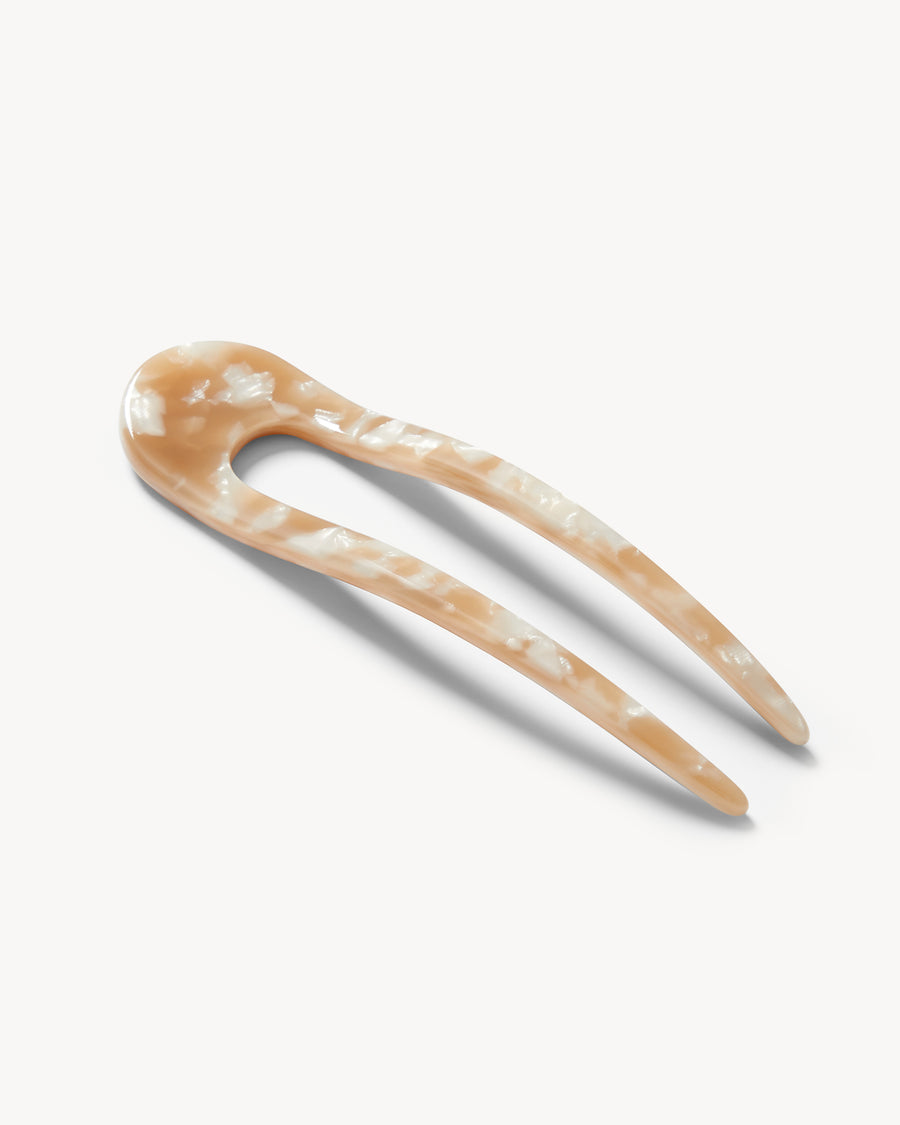 French Hair Pin in Taupe Shell
