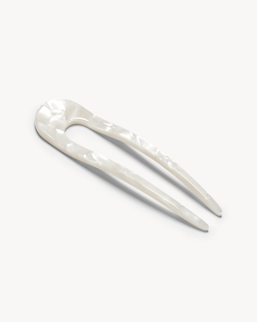 French Hair Pin in White Shell