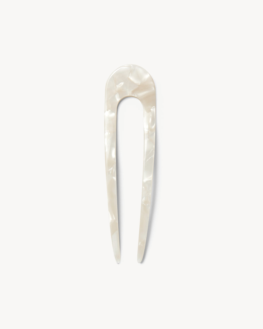 French Hair Pin in White Shell