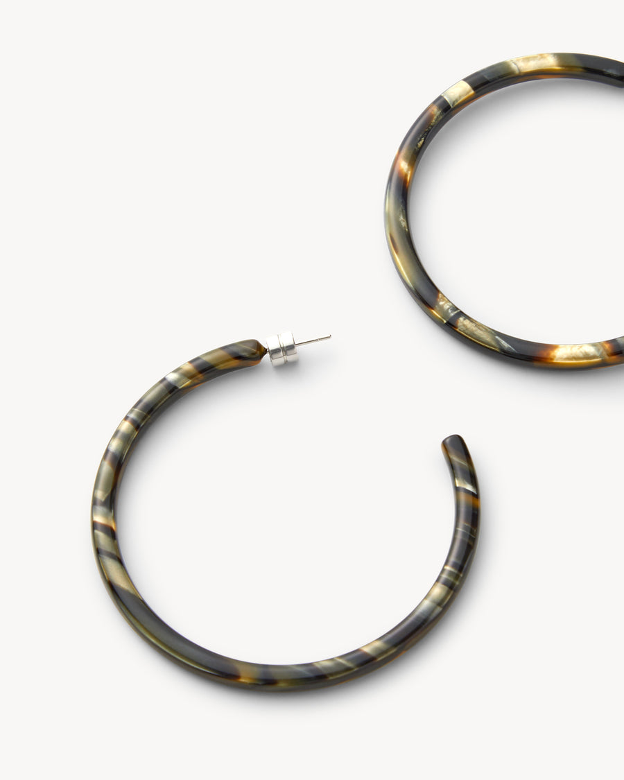 Large Hoops in Midnight Horn