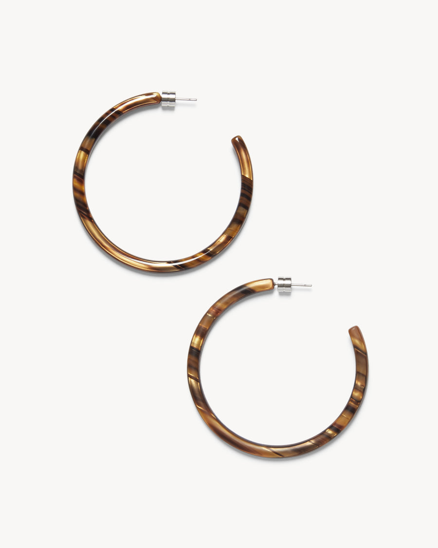 Large Hoops in Tiger's Eye