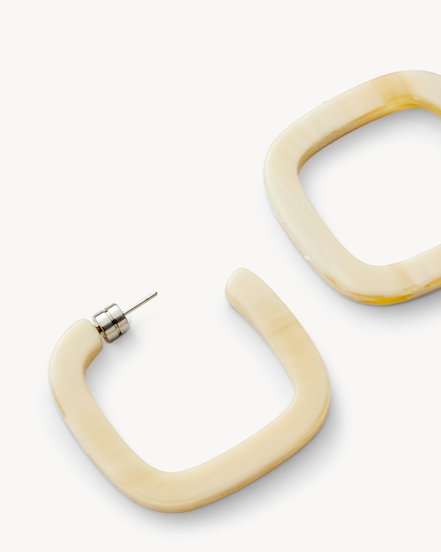 Midi Square Hoops in Alabaster