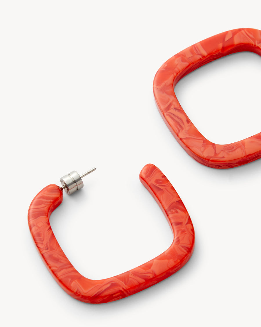 Midi Square Hoops in Poppy