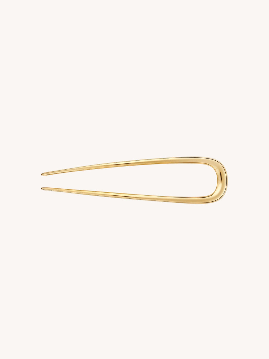 Midi Oval French Hair Pin in Gold