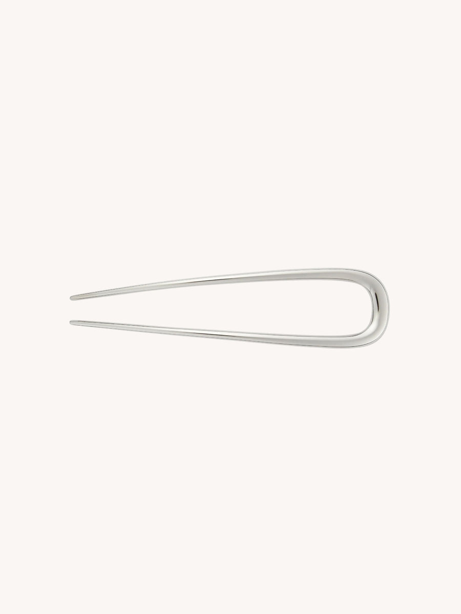 Midi Oval French Hair Pin in Silver