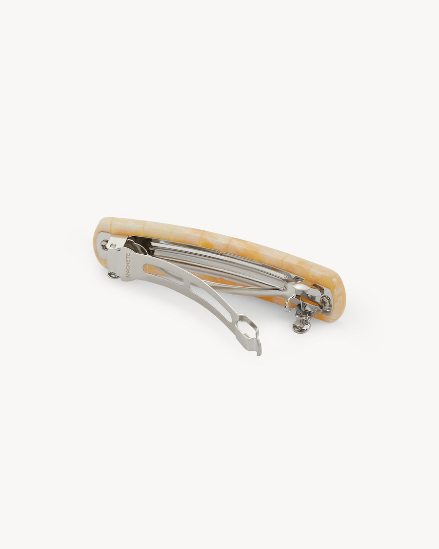 No. 3 Heirloom Clip in Sea Shell Checker