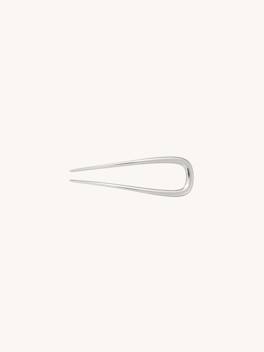 Petite Oval French Hair Pin in Silver