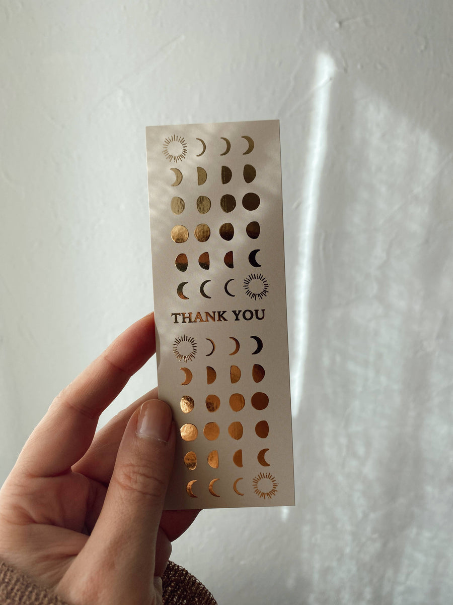 THANK YOU - BOOKMARK - GOLD FOIL - GIFT TAG - GRATITUDE MOON