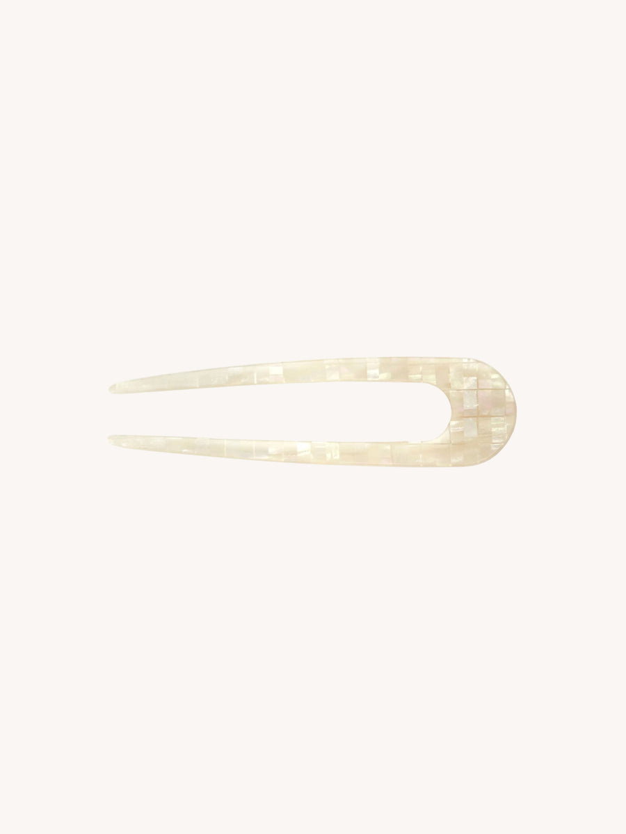 French Hair Pin in Opalite Marbled Orchid