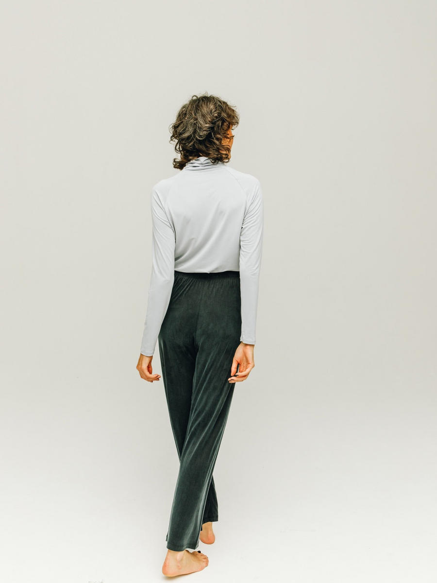 Cupro High Waist Pants in Graphite