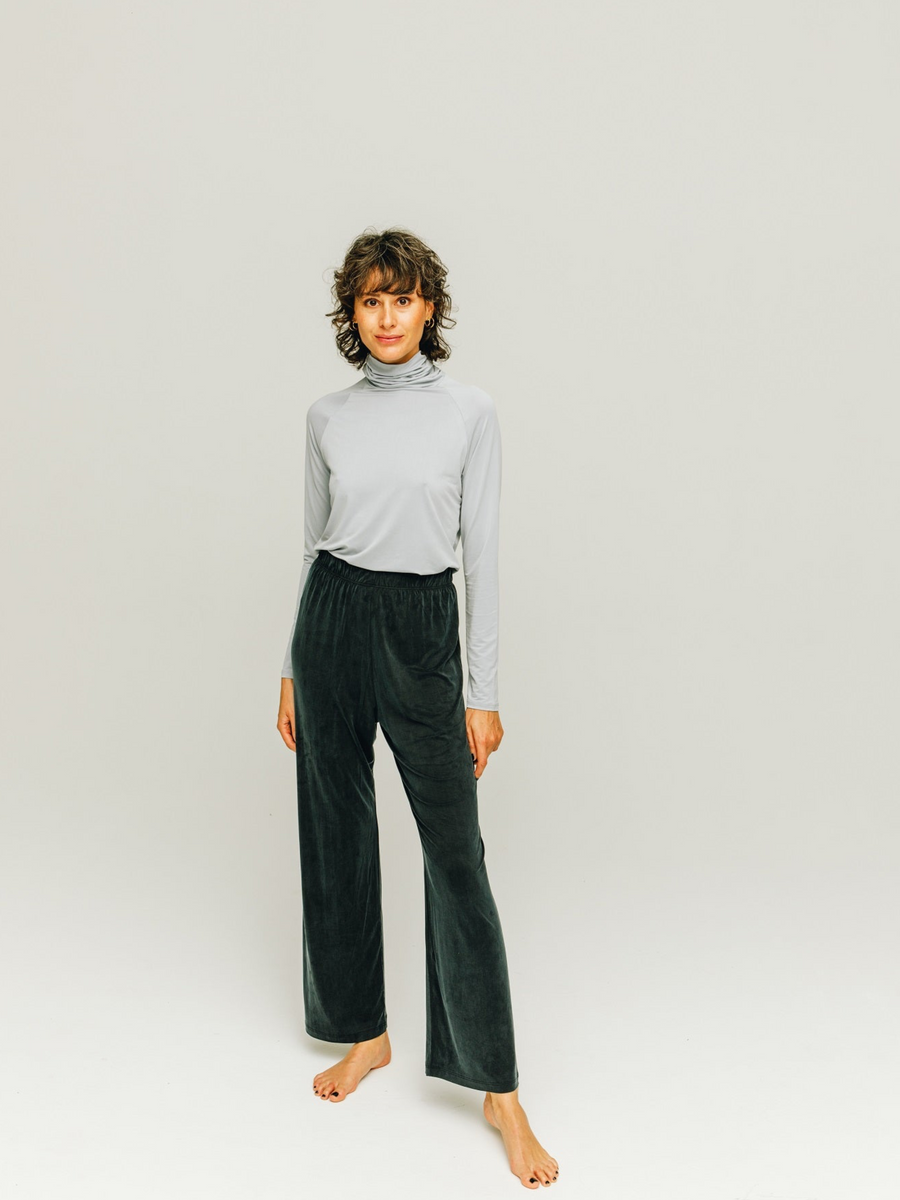 Cupro High Waist Pants in Graphite