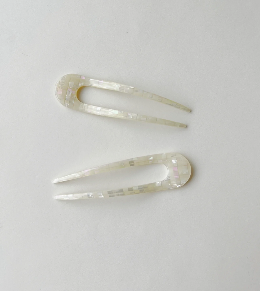 French Hair Pin in Opalite Marbled Orchid