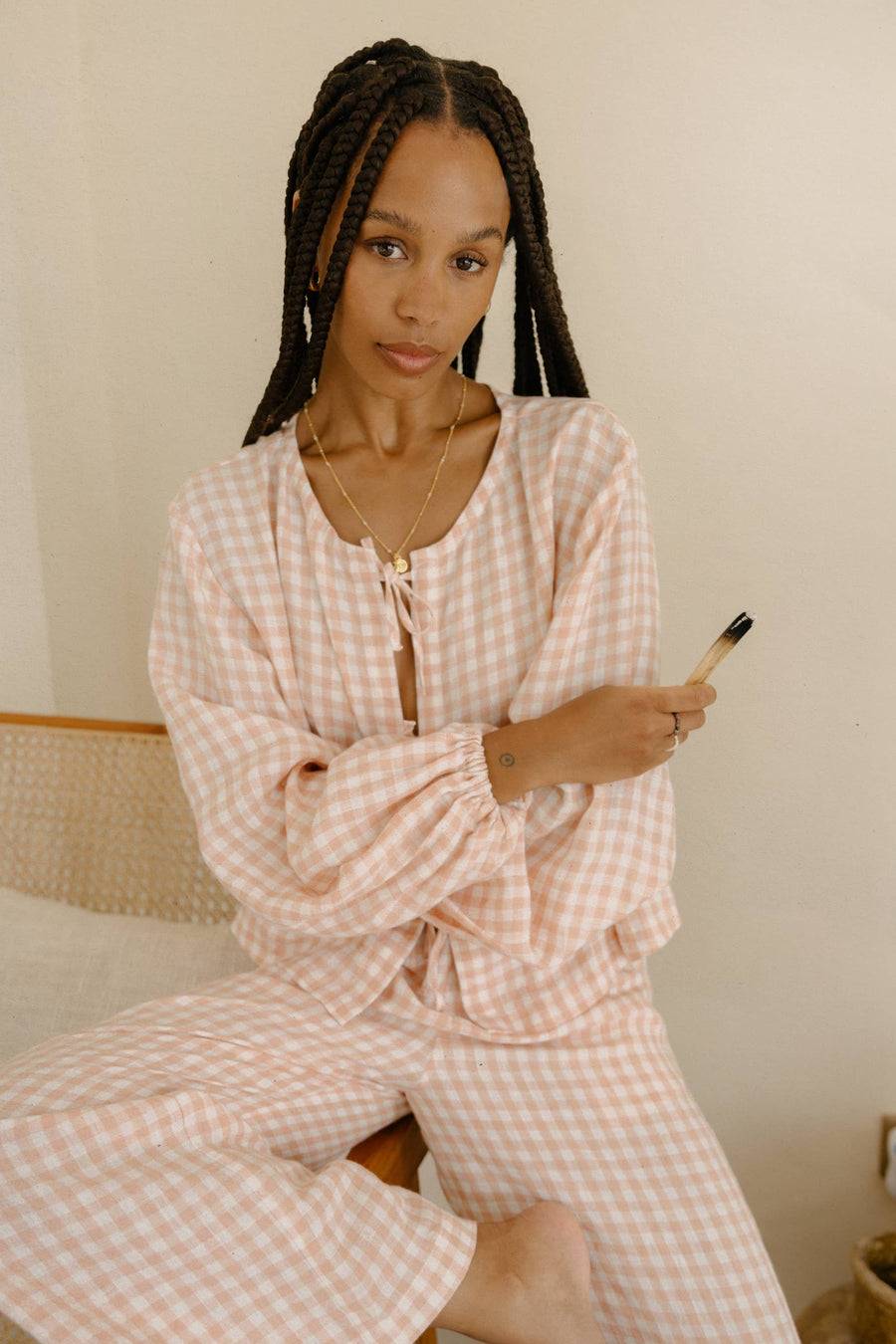 Tie Front Blouse in Linen