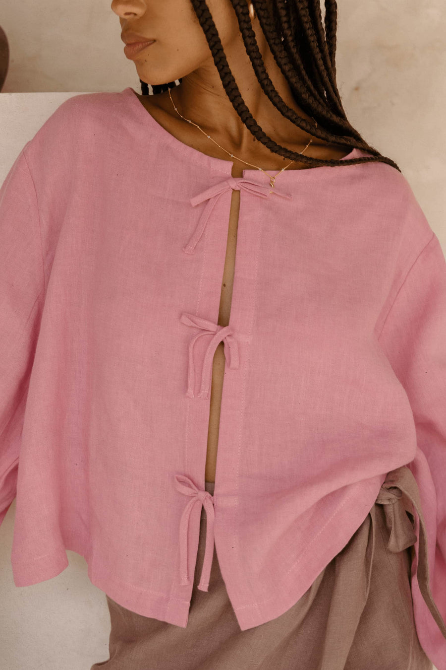 Tie Front Blouse in Linen