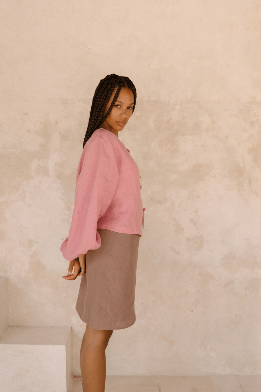 Tie Front Blouse in Linen