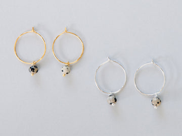 Big Dalmatian Jaspis Hoop Earrings in Gold