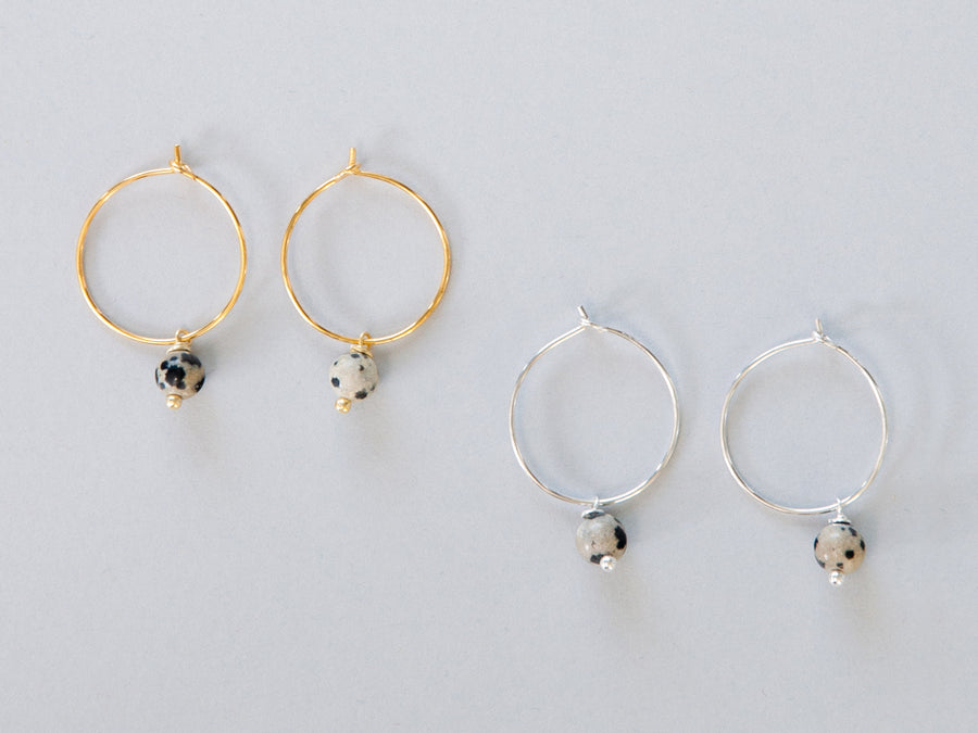 Big Dalmatian Jaspis Hoop Earrings in Gold