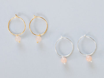Big Aventurine Rose Hoop Earrings in Gold