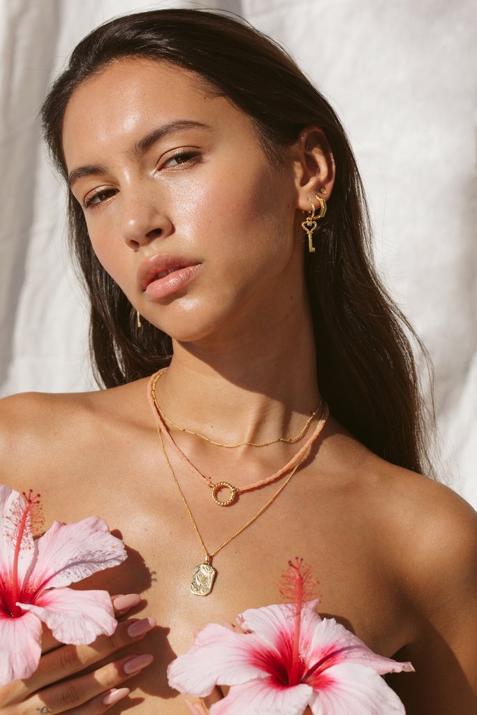 Hammered Key Earring in Gold