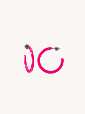 Mini Hoops in Neon Pink