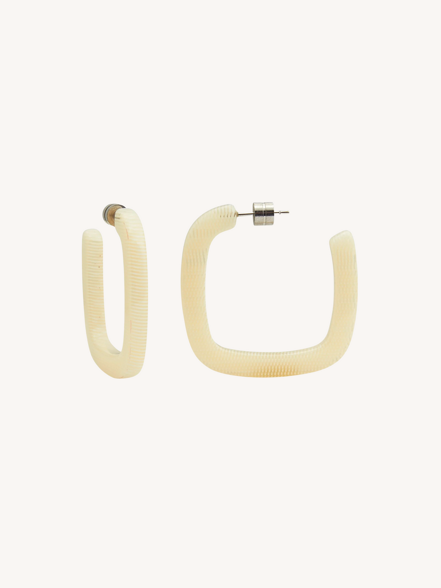 Midi Square Hoops Cream Dot