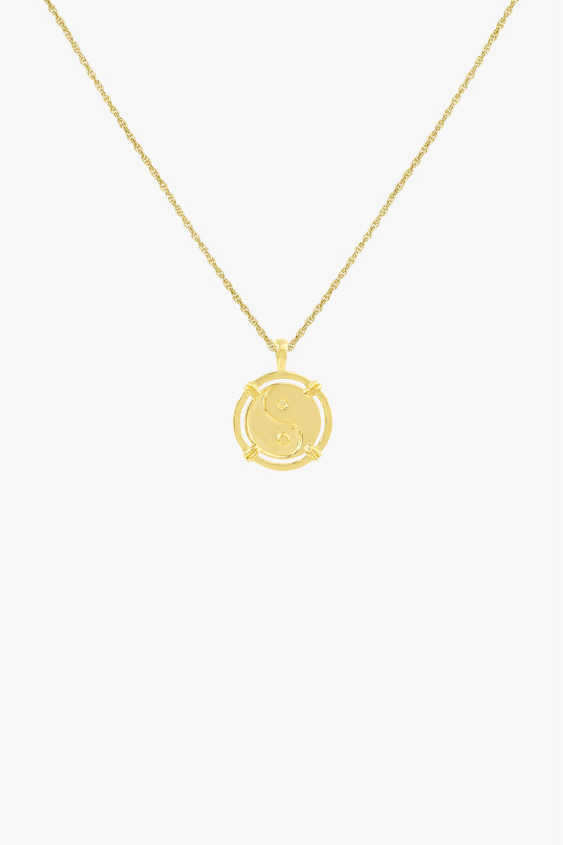 Yin Yang Coin Pendant in Gold