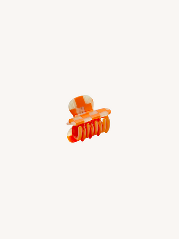Mini Heirloom Claw in Orange Checker