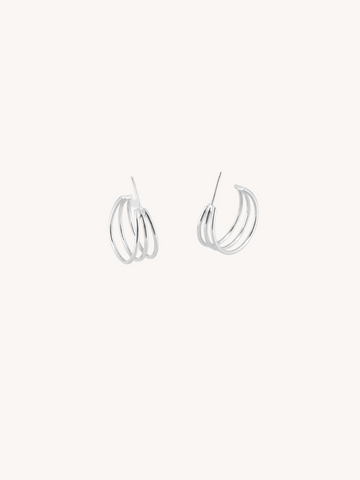 Triple Round Hoops in Silver