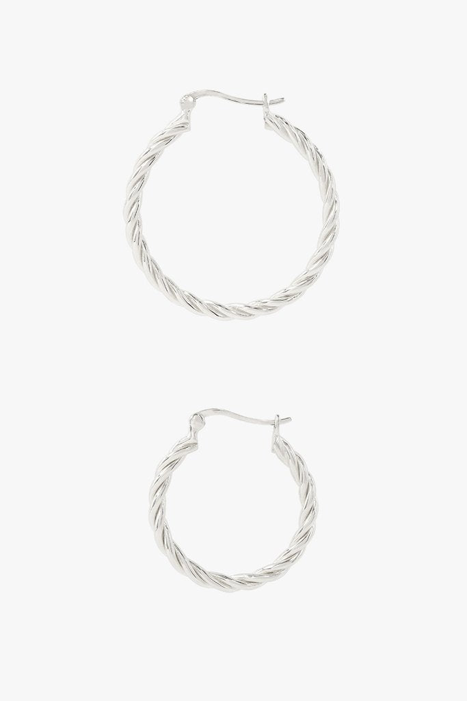 Medium Twisted Hoop Earring in Silver