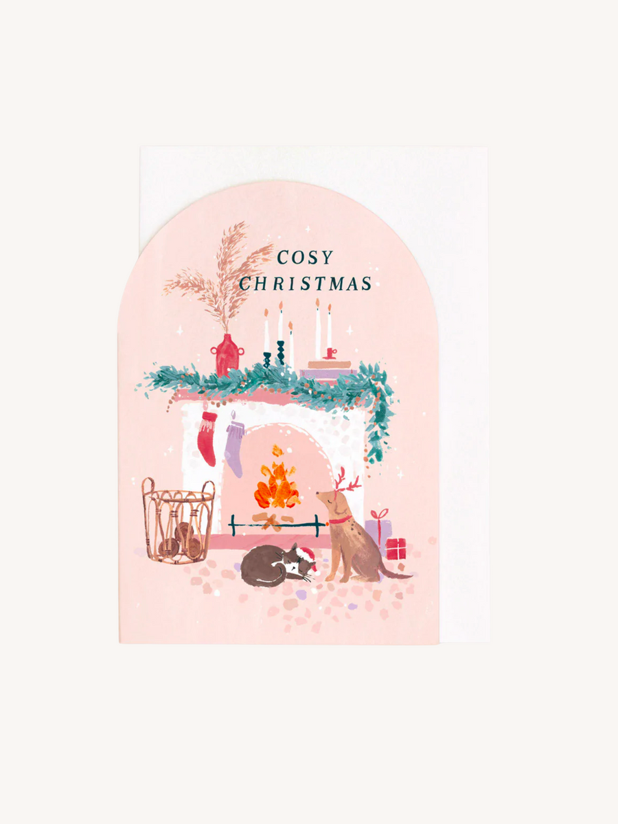 Cosy Fireplace Christmas Card