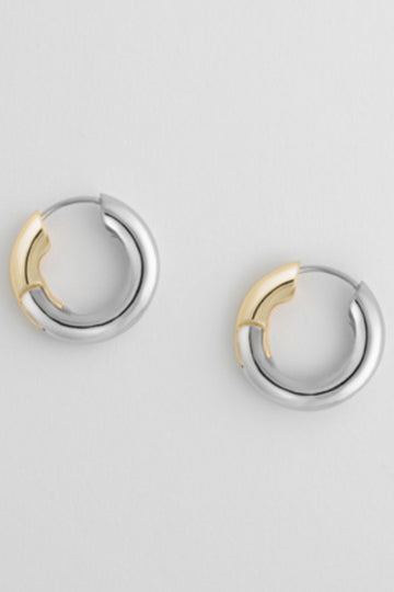 Chunky Hoops in Silver with Gold Detail