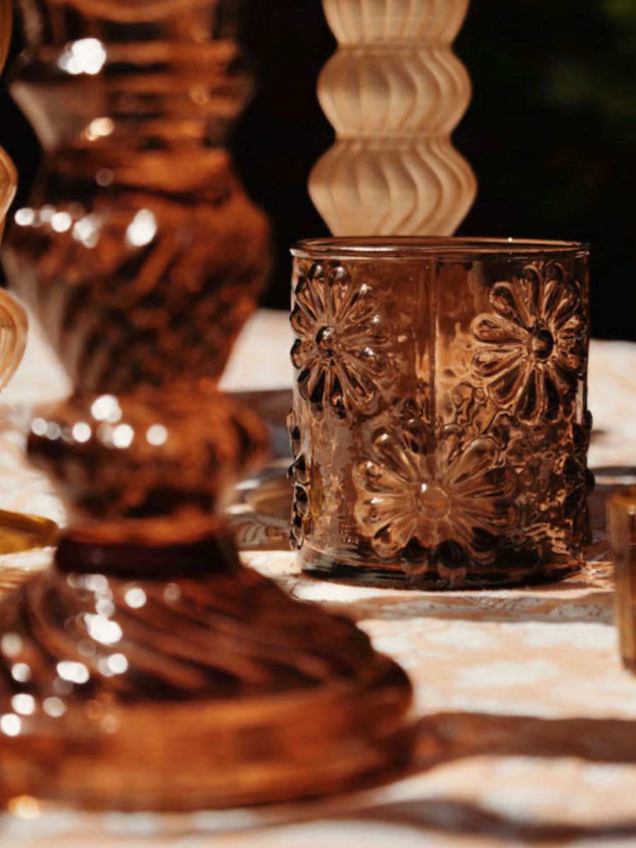 Glass Tealight Holder Flower Smoke