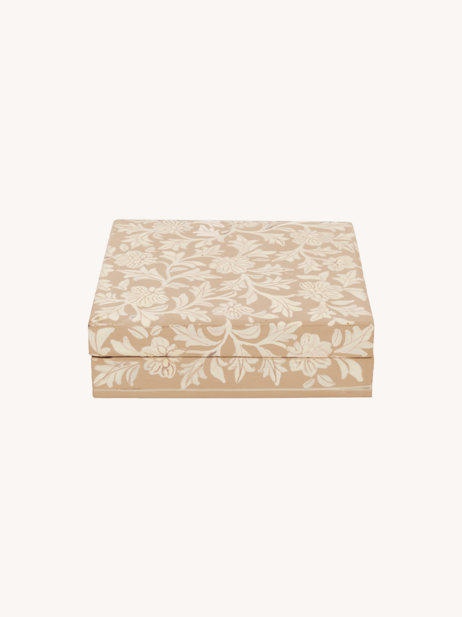 Floral Print Box Beige