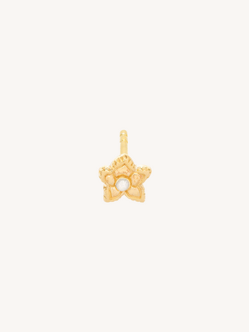 Flower w/ Pearl Stud in Gold