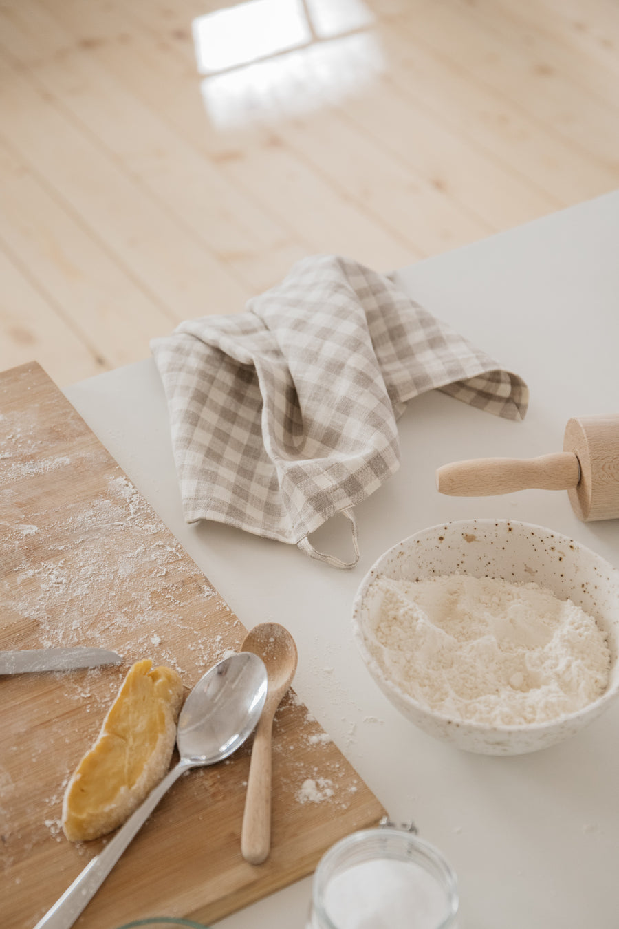 Almond Gingham Kitchen Towel