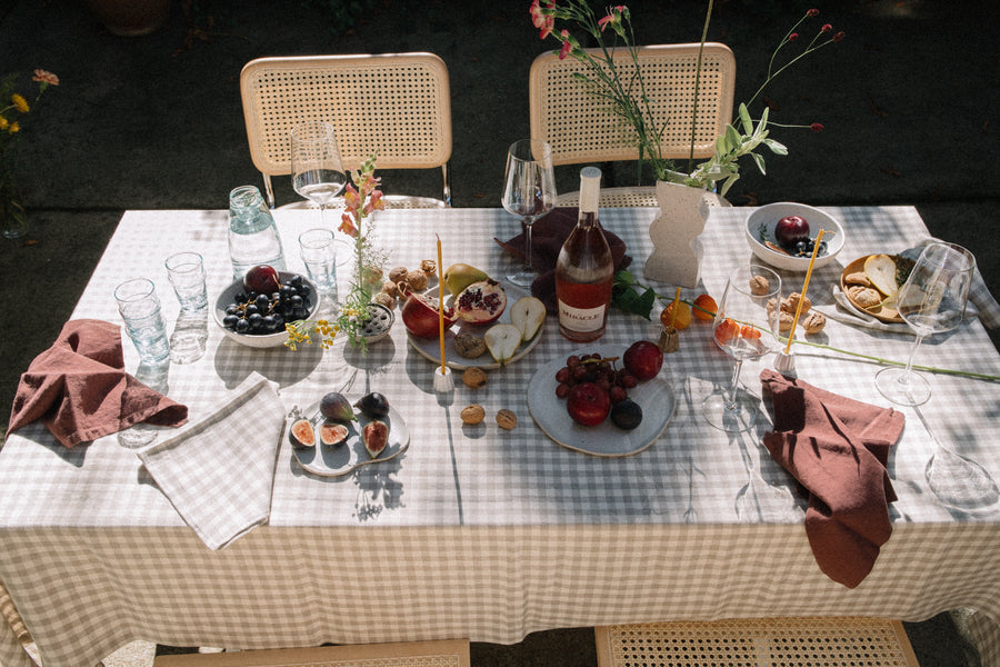 Almond Gingham Tablecloth Small